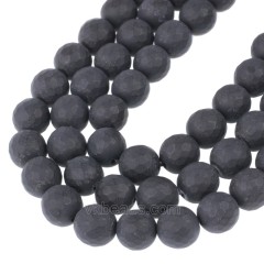 Black Agate Matte Faceted Round Beads Strands, 128 Facets, Approx 4-14mm, 38cm/strand