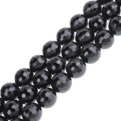Black Tourmaline Faceted Round Beads Strands, 128 Facets, Approx 4-12mm, 38cm/strand