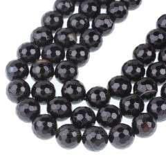 Black Lace/Banded Agate Faceted Round Beads Strands, 128 Facets, Approx 4-12mm, 38cm/strand