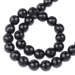 Black Agate Faceted Round Beads Strands, 128 Facets, Approx 6-20mm, 38cm/strand