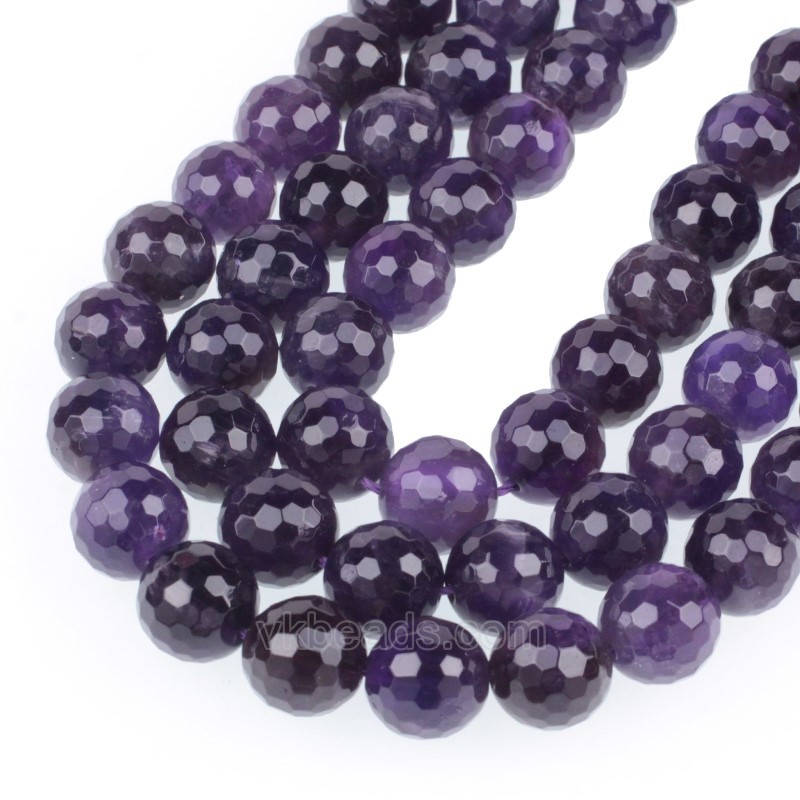 Amethyst Faceted Round Beads Strands, 128 Facets, Approx 4-14mm, 38cm/strand