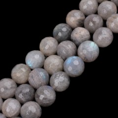 A Grade Labradorite Faceted Round Beads Strands, 128 Facets, Approx 4-14mm, 38cm/strand