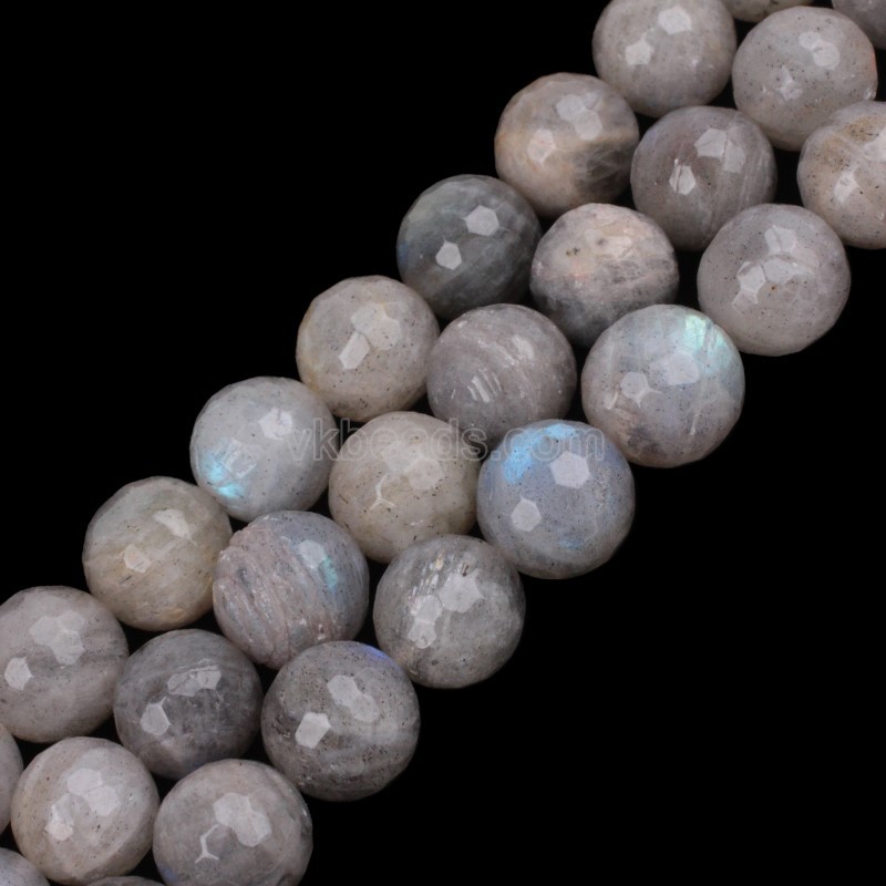 A Grade Labradorite Faceted Round Beads Strands, 128 Facets, Approx 4-14mm, 38cm/strand