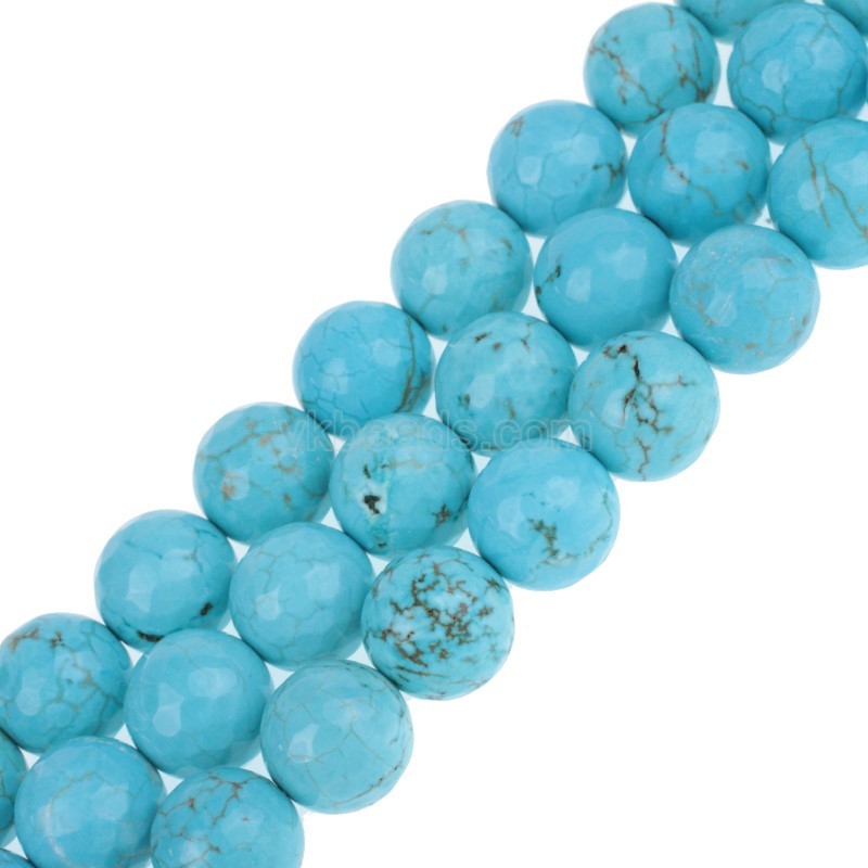 Green Turquoise Faceted Round Beads Strands, 128 Facets, Approx 4-16mm, 38cm/strand