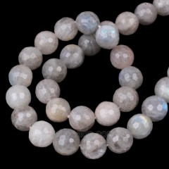 A Grade Labradorite Faceted Round Beads Strands, 128 Facets, Approx 4-14mm, 38cm/strand