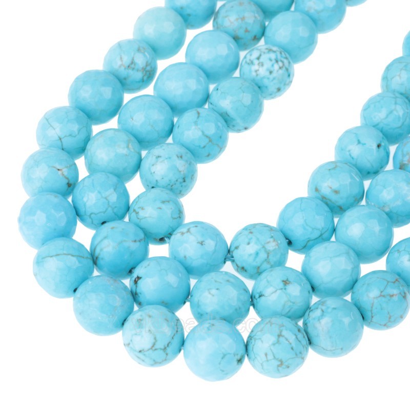 Green Turquoise Faceted Round Beads Strands, 128 Facets, Approx 4-16mm, 38cm/strand