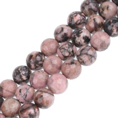 Rhodonite Faceted Round Beads Strands, 128 Facets, Approx 4-10mm, 38cm/strand