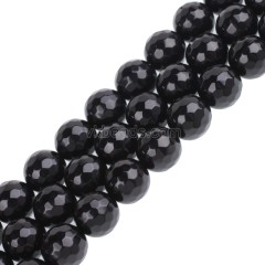 Black Agate Faceted Round Beads Strands, 128 Facets, Approx 6-20mm, 38cm/strand