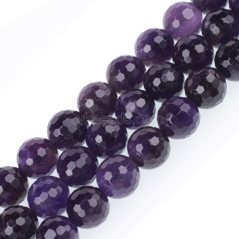 Amethyst Faceted Round Beads Strands, 128 Facets, Approx 4-14mm, 38cm/strand