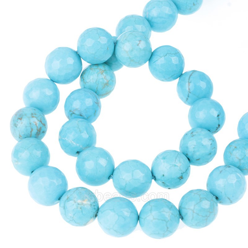Green Turquoise Faceted Round Beads Strands, 128 Facets, Approx 4-16mm, 38cm/strand