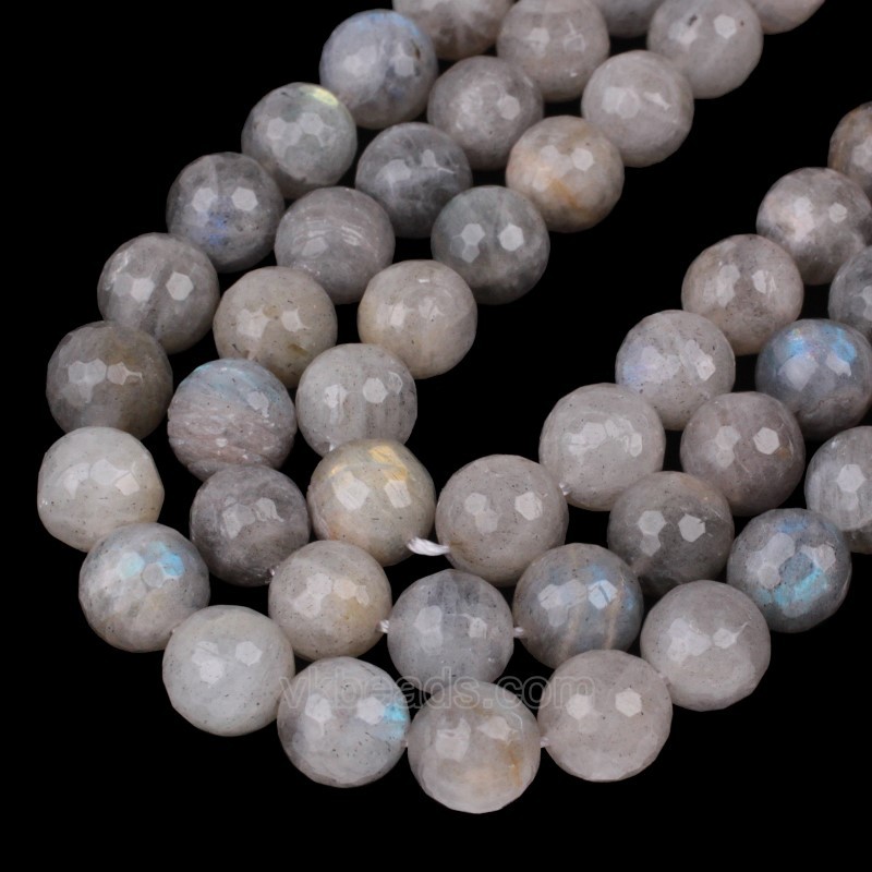 A Grade Labradorite Faceted Round Beads Strands, 128 Facets, Approx 4-14mm, 38cm/strand
