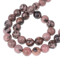 Rhodonite Faceted Round Beads Strands, 128 Facets, Approx 4-10mm, 38cm/strand
