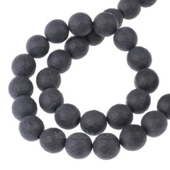 Black Agate Matte Faceted Round Beads Strands, 128 Facets, Approx 4-14mm, 38cm/strand