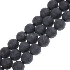 Black Agate Matte Faceted Round Beads Strands, 128 Facets, Approx 4-14mm, 38cm/strand