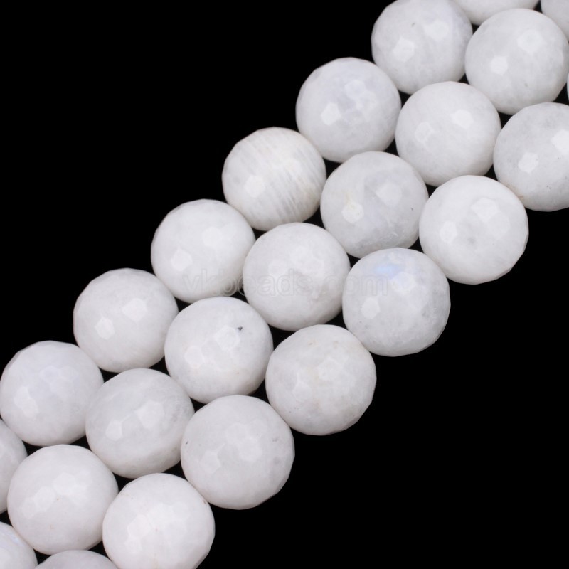 Blue Moonstone Faceted Round Beads Strands, 128 Facets, Approx 6-12mm, 38cm/strand