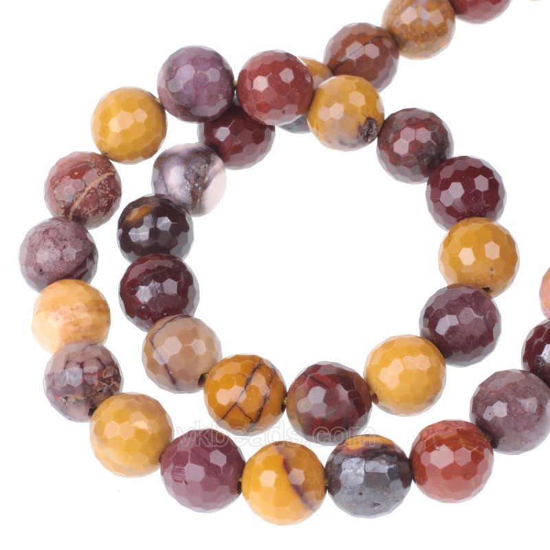 Mookaite Faceted Round Beads Strands, 128 Facets, Approx 4-12mm, 38cm/strand