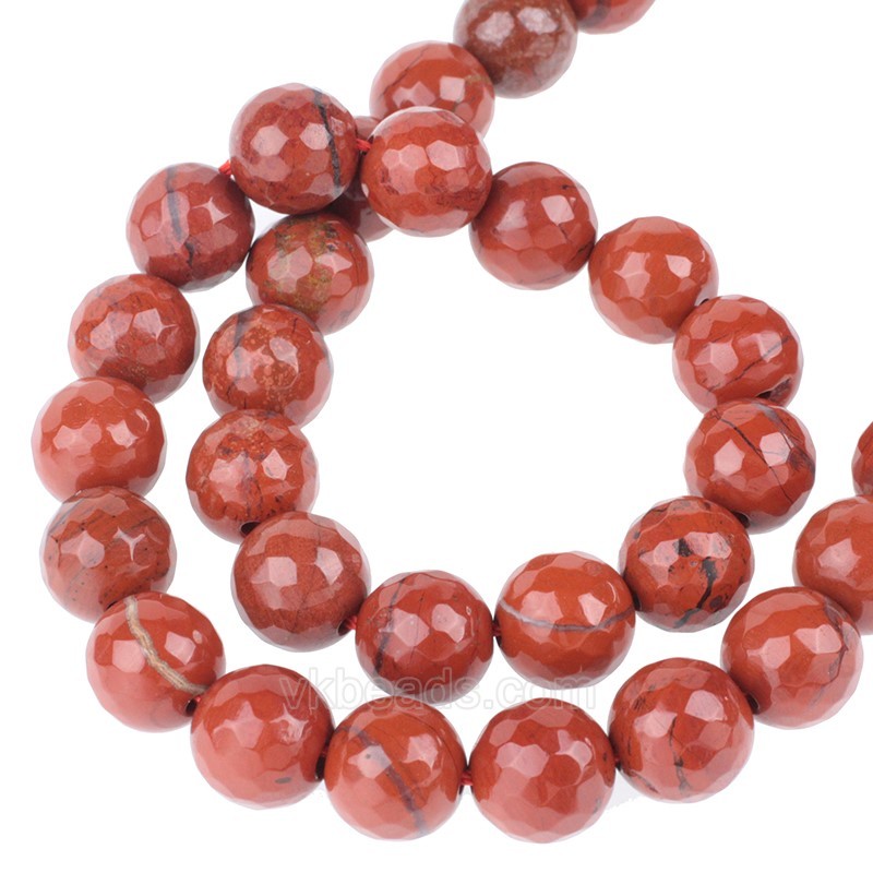 Red Jasper Faceted Round Beads Strands, 128 Facets, Approx 4-12mm, 38cm/strand