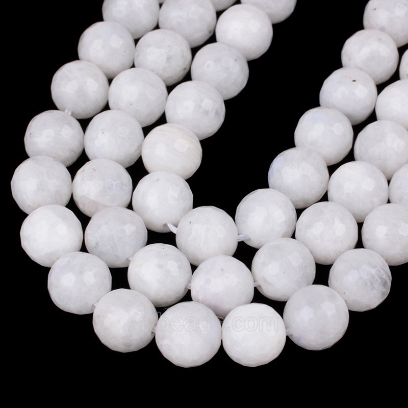 Blue Moonstone Faceted Round Beads Strands, 128 Facets, Approx 6-12mm, 38cm/strand