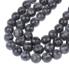 Larvikite Faceted Round Beads Strands, 128 Facets, Approx 4-18mm, 38cm/strand