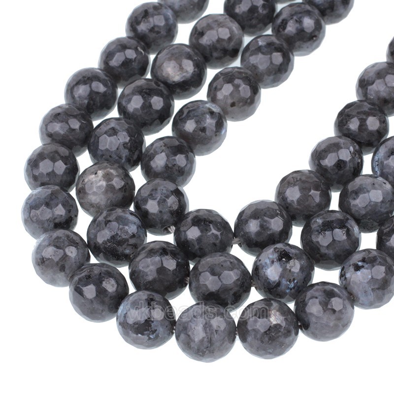 Larvikite Faceted Round Beads Strands, 128 Facets, Approx 4-18mm, 38cm/strand
