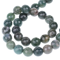 Moss Agate Faceted Round Beads Strands, 128 Facets, Approx 4-12mm, 38cm/strand