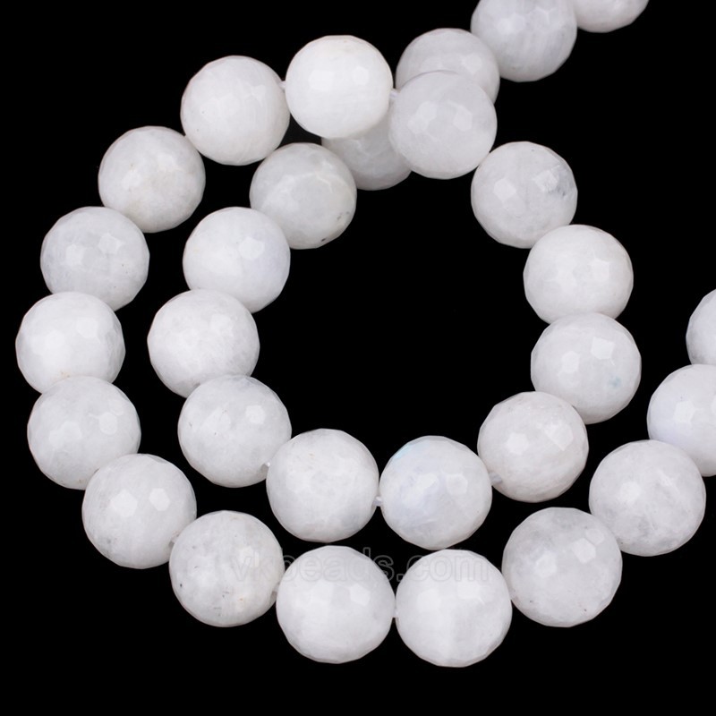 Blue Moonstone Faceted Round Beads Strands, 128 Facets, Approx 6-12mm, 38cm/strand