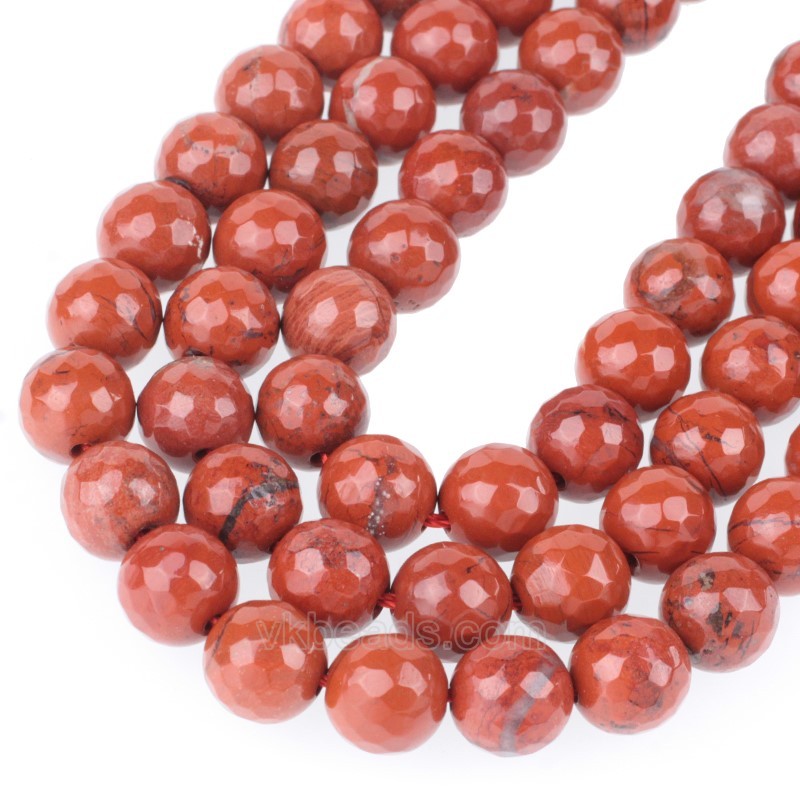 Red Jasper Faceted Round Beads Strands, 128 Facets, Approx 4-12mm, 38cm/strand
