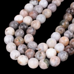 Bamboo Leaf Agate Faceted Round Beads Strands, 128 Facets, Approx 6-12mm, 38cm/strand