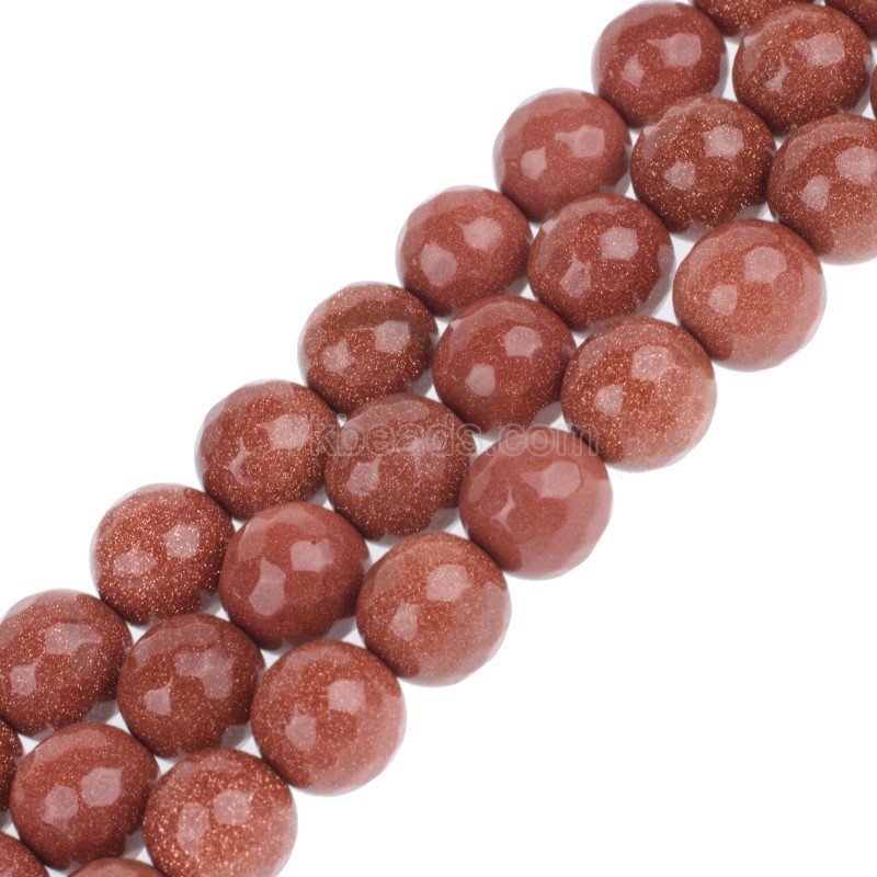 Gold Sandstone Faceted Round Beads Strands, 128 Facets, Approx 4-14mm, 38cm/strand