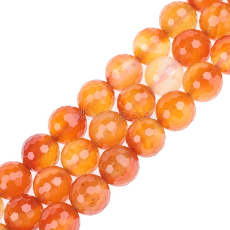 Red Agate Faceted Round Beads Strands, 128 Facets, Approx 4-14mm, 38cm/strand