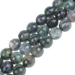 Moss Agate Faceted Round Beads Strands, 128 Facets, Approx 4-12mm, 38cm/strand