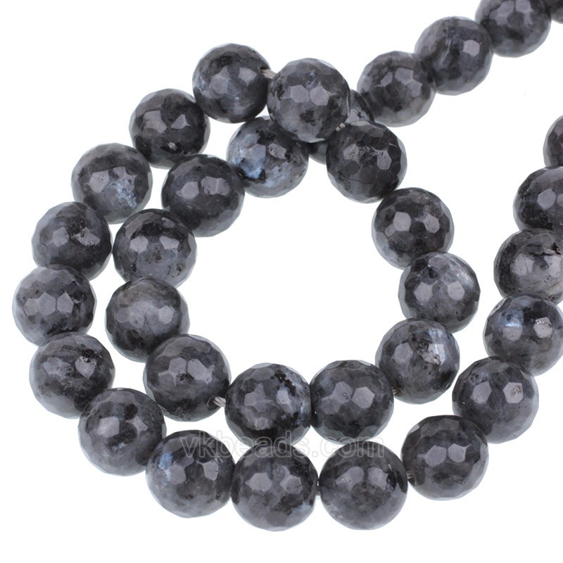 Larvikite Faceted Round Beads Strands, 128 Facets, Approx 4-18mm, 38cm/strand