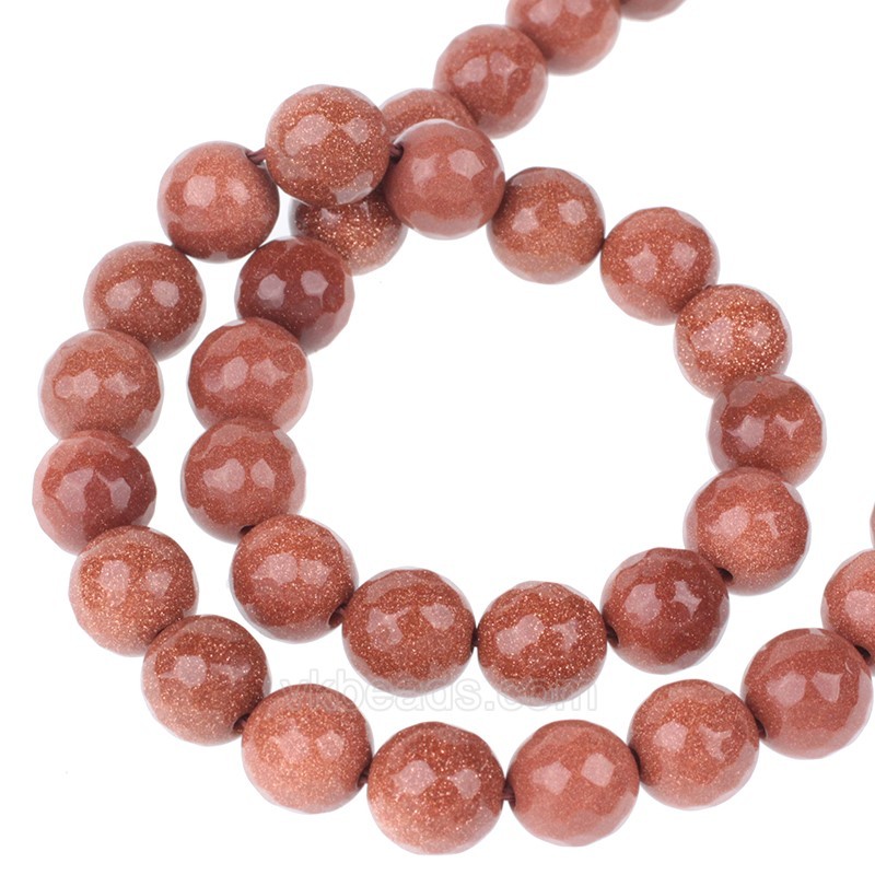Gold Sandstone Faceted Round Beads Strands, 128 Facets, Approx 4-14mm, 38cm/strand