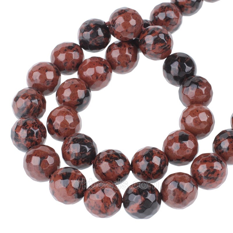 Mahogany Obsidian Faceted Round Beads Strands, 128 Facets, Approx 4-12mm, 38cm/strand