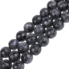 Larvikite Faceted Round Beads Strands, 128 Facets, Approx 4-18mm, 38cm/strand
