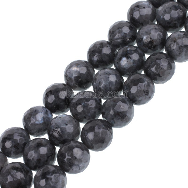 Larvikite Faceted Round Beads Strands, 128 Facets, Approx 4-18mm, 38cm/strand