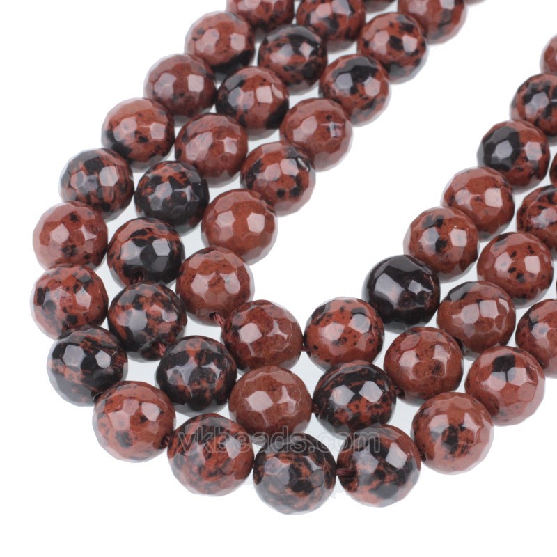 Mahogany Obsidian Faceted Round Beads Strands, 128 Facets, Approx 4-12mm, 38cm/strand