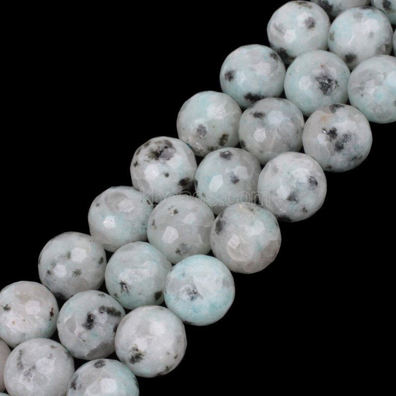 Kiwi Jasper Faceted Round Beads Strands, 128 Facets, Approx 4-14mm, 38cm/strand