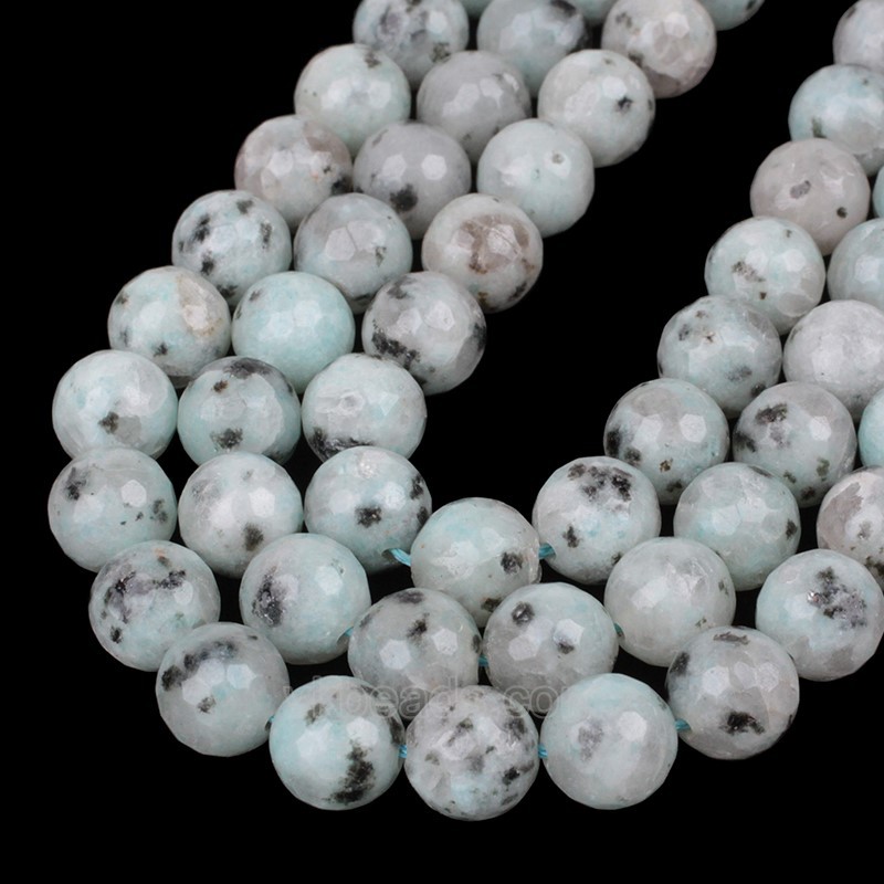 Kiwi Jasper Faceted Round Beads Strands, 128 Facets, Approx 4-14mm, 38cm/strand