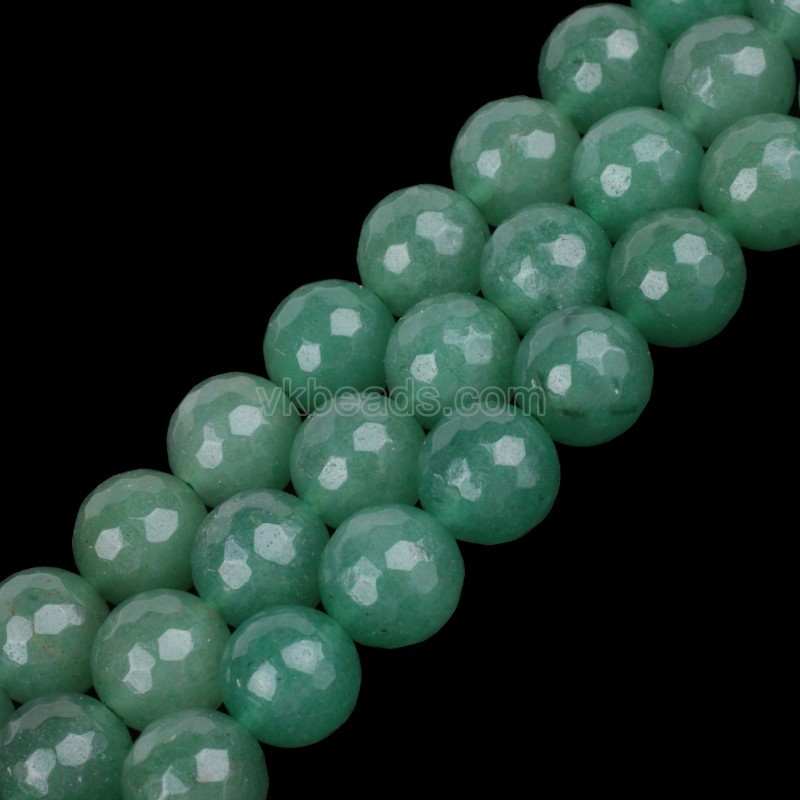 Green Aventurine Faceted Round Beads Strands, 128 Facets, Approx 4-12mm, 38cm/strand