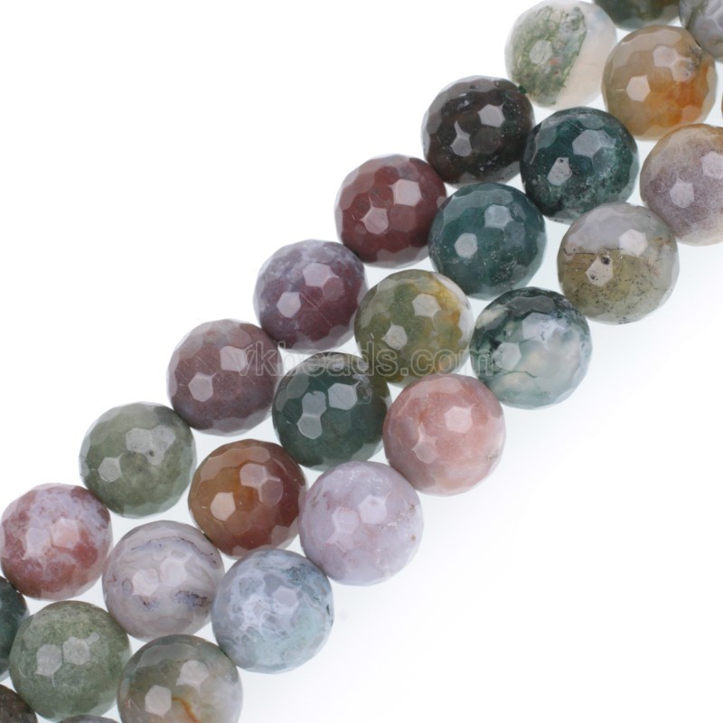 Indian Agate/Fancy Jasper Faceted Round Beads Strands, 128 Facets, Approx 4-12mm, 38cm/strand
