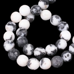 Black White Zebra Jasper Faceted Round Beads Strands, 128 Facets, Approx 4-14mm, 38cm/strand