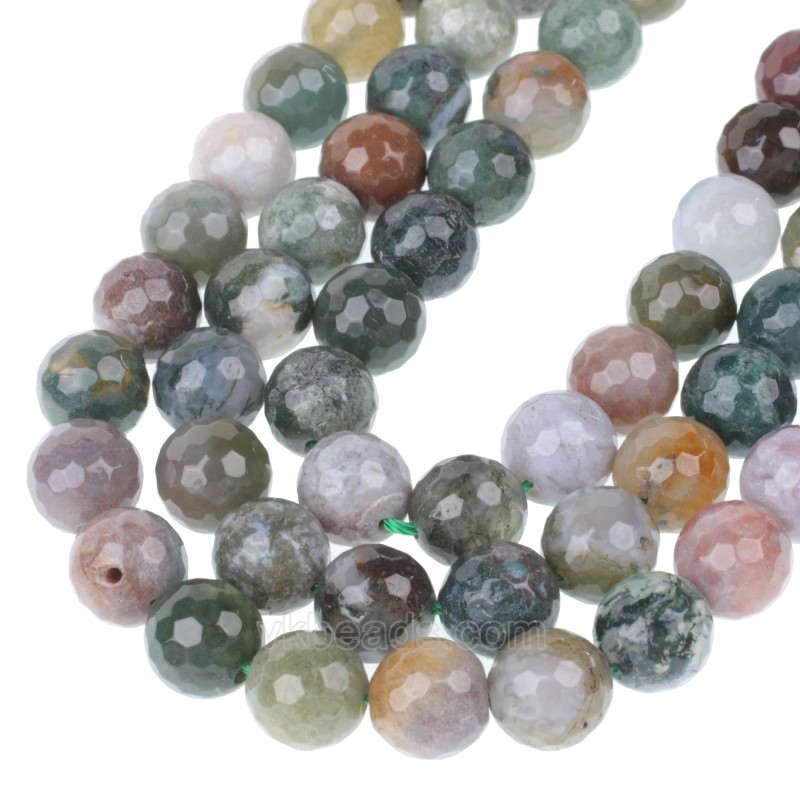 Indian Agate/Fancy Jasper Faceted Round Beads Strands, 128 Facets, Approx 4-12mm, 38cm/strand