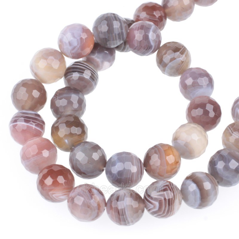 Botswana Agate Faceted Round Beads Strands, 128 Facets, Approx 4-12mm, 38cm/strand