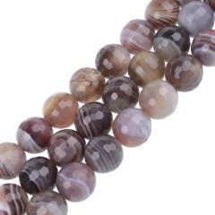 Botswana Agate Faceted Round Beads Strands, 128 Facets, Approx 4-12mm, 38cm/strand