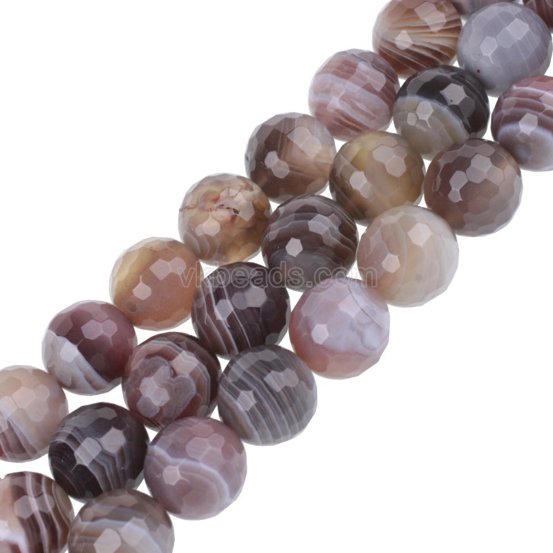 Botswana Agate Faceted Round Beads Strands, 128 Facets, Approx 4-12mm, 38cm/strand