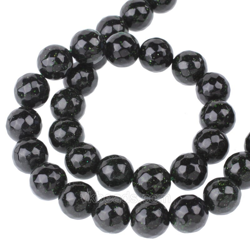 Green Sandstone Faceted Round Beads Strands, 128 Facets, Approx 4-12mm, 38cm/strand