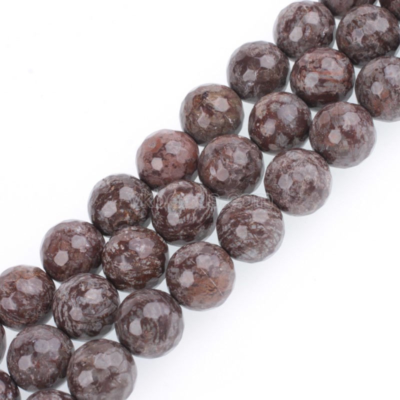 Chinese Snowflake Obsidian Faceted Round Beads Strands, 128 Facets, Approx 4-12mm, 38cm/strand