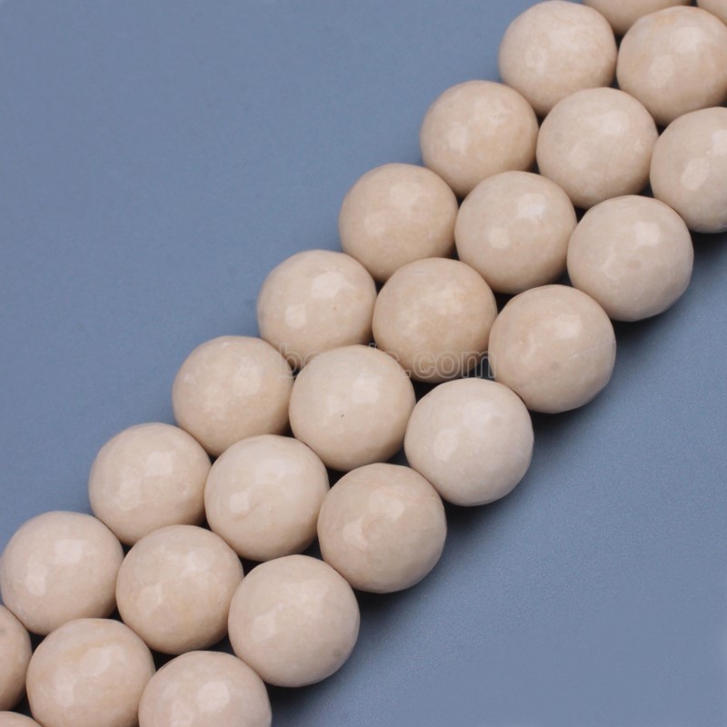 White Petrified Wood Jasper Faceted Round Beads Strands, 128 Facets, Approx 4-12mm, 38cm/strand