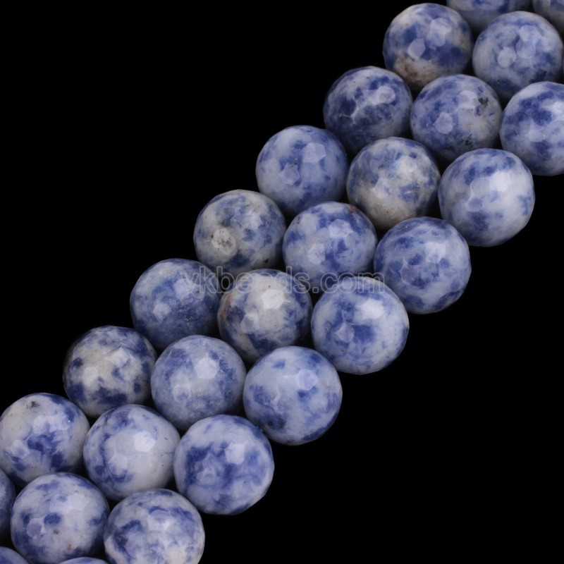 Blue Spot Jasper Faceted Round Beads Strands, 128 Facets, Approx 4-14mm, 38cm/strand